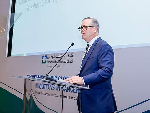 Dr Stephen Grobmyer, Institute Chair of Medical Oncology and Haematology at the Oncology Institute, Cleveland Clinic Abu Dhabi, during the Cleveland Clinic Global Summit on Innovations in Cancer Care in Abu Dhabi