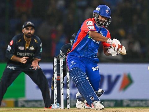 Delhi Capitals' captain Rishabh Pant in action during the Indian Premier League match against Gujarat Titans at the Arun Jaitley Stadium in New Delhi on Wednesday.