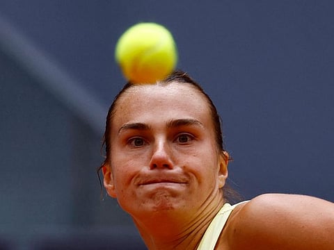 Belarus' Aryna Sabalenka in action during her match against Poland's Magda Linette in Madrid on Friday.