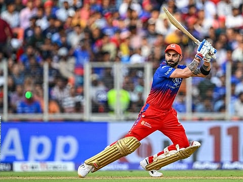 Royal Challengers Bengaluru's Virat Kohli in action during the Indian Premier League match against Gujarat Titans at the Narendra Modi Stadium in Ahmedabad on Sunday. Bengaluru won the match by nine wickets.
