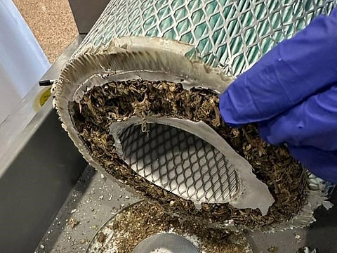 The air filters were hidden inside secret compartments within the luggage