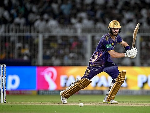 Kolkata Knight Riders' Phil Salt in action during the Indian Premier League (IPL) Twenty20 cricket match against Delhi Capitals at the Eden Gardens in Kolkata on Sunday.