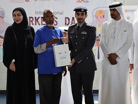 The workers expressed their gratitude to the officials for the gifts and hosting the celebration for them