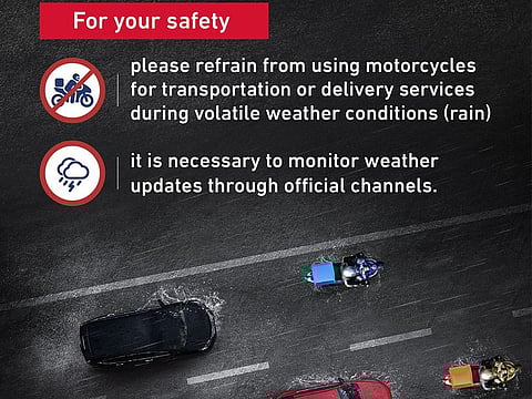 Abu Dhabi Police have called upon delivery bike riders to take due precautions in volatile weather conditions.