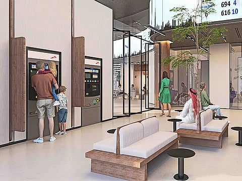 Artwork showing a hybrid RTA Customer Happiness Centre. The Roads and Transport Authority says the smart services and kiosks are easy to use and will cut transaction times compared to traditional methods.