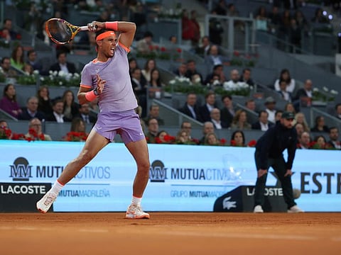 Spain's Rafael Nadal in action against Czech Republic's Jiri Lehecka during the 2024 ATP Tour Madrid Open tournament at Caja Magica in Madrid on April 30.