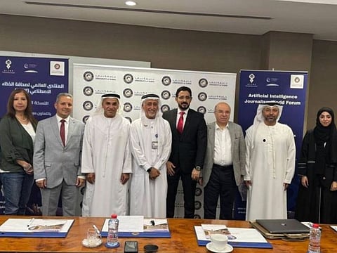 University of Dubai and the Artificial Intelligence Journalism for Research and Forecasting (AIJRF) officials come together to launch of the Arab Index for Artificial Intelligence in Universities (AIU).