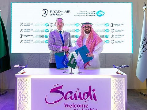 Riyadh Air CEO Tony Douglas (left) and STA CEO Fhad Hamidaddin.