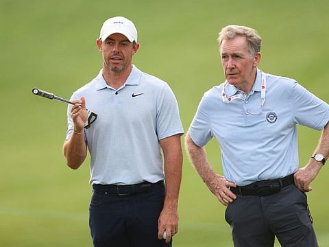 Rory McIlroy of Northern Ireland is pictured with his golf coach Michael Bannon during the Pro Am event at Quail Hollow Country Club on Wednesday.