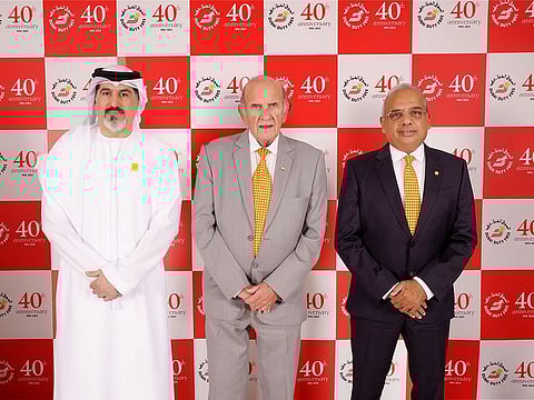 DDF Executive Vice Chairman & CEO Colm McLoughlin (centre) with Ramesh Cidambi (right), COO, and Salah Tahlak, Joint-COO during the Dubai Duty Free 40th Anniversary.
