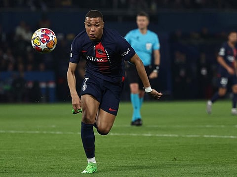 Paris Saint-Germain's French forward Kylian Mbappe in action during the Uefa Champions League semi-final second leg football match against Borussia Dortmund, at the Parc des Princes stadium in Paris on May 7.