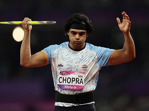 India's Neeraj Chopra in action during the men's Javelin final of the Asian Games at Hangzhou 2022 on October 4, 2023.