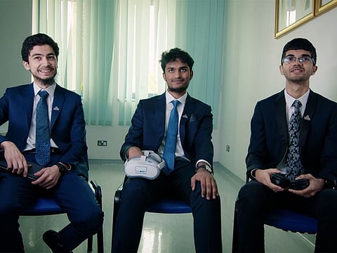 MBRU students testing VR technology for patients.