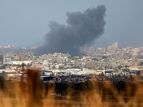 Smoke billows during Israeli bombardment on the Gaza Strip from a position in southern Israel.