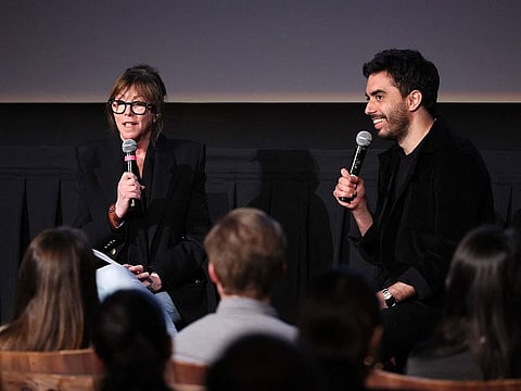 (L-R) Jane Rosenthal and Cristobal Valenzuela speak onstage during the 2024 AI Film Festival New York Panel at Metrograph