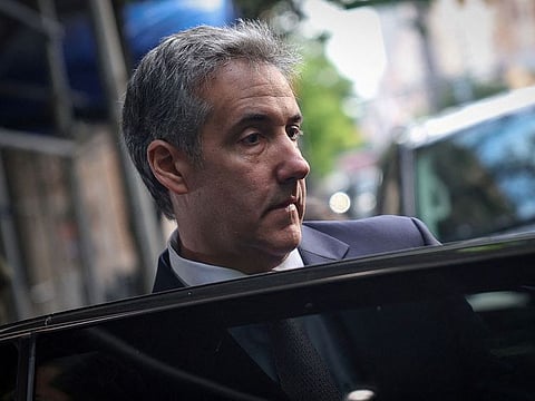 Michael Cohen, former lawyer for Republican presidential candidate and former US President Donald Trump departs his home in Manhattan to testify in Trump's criminal trial over charges that he falsified business records to conceal money paid to silence porn star Stormy Daniels in 2016.
