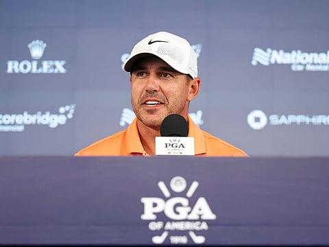 Brooks Koepka speaks to the media ahead of his title defence