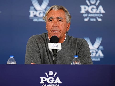 Seth Waugh addresses the media ahead of the PGA Championship