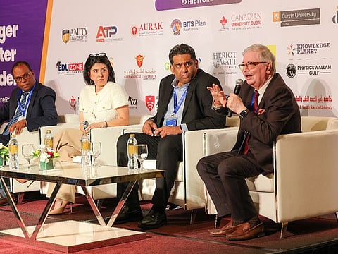 Dr. Mohamed Bamatraf, Head of Industry Relations, Global Business Studies; Maria Vitoratos, Executive Career Coach, Curtin University; Zawahir Siddique, Dean and Head of Blended Learning, Demont Institute and Dr. Amitabh Upadhya, Executive Director, Symbiosis International during a panel duscussion on Campus to Career on the second day of Sixth edition of Gulf News Edufair in Dubai.