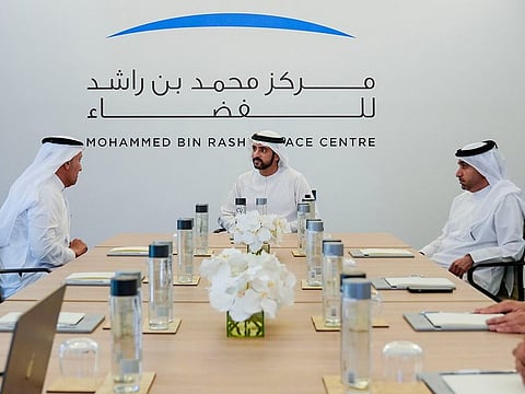 Sheikh Hamdan bin Mohammed bin Rashid Al Maktoum chairing the meeting on Sunday at MBRSC in Dubai