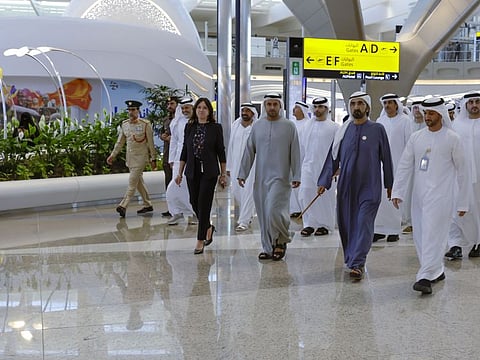 Mohammed bin Rashid visits Zayed International Airport in Abu Dhabi