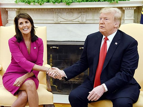 File photo: Donald Trump with Nikki Haley