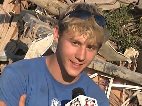Bradley Gebbie was interviewed after his house was destroyed by a tornado