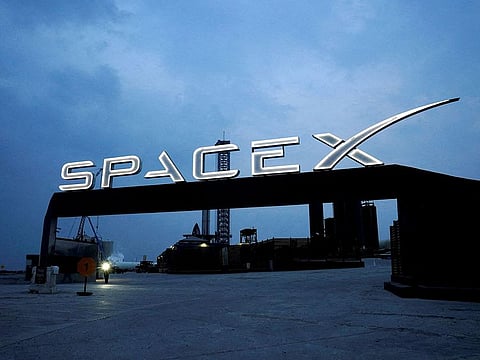 The entrance to the SpaceX rocket launch area is pictured in Brownsville, Texas.