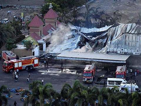 A view shows a burned gaming zone after a fire, in Rajkot, in the western state of Gujarat, India, May 25