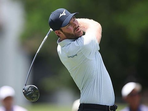 Grayson Murray hits a tee shot on the 11th hole during the first round of the Charles Schwab Challenge at Colonial Country Club.