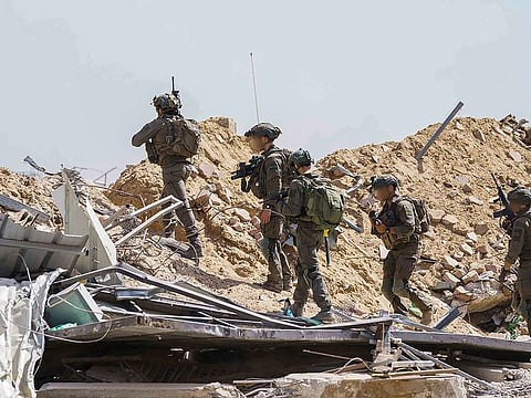 Israeli soldiers during military operations in the Gaza Strip, amid the ongoing conflict between Israel and the Palestinian militant group Hamas.