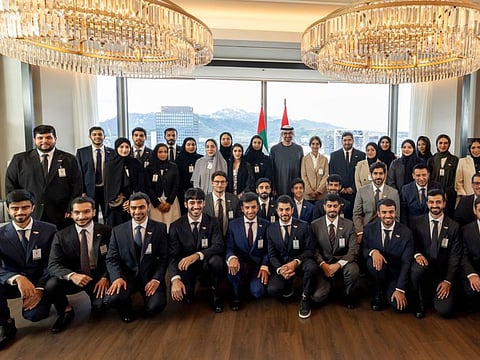 President His Highness Sheikh Mohamed bin Zayed Al Nahyan with Korea-based Emirati students during his state visit
