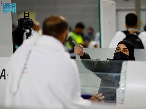 Pilgrims from Yemen arrive at the King Abdulaziz airport to perform this year's Hajj.