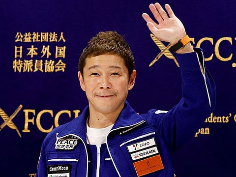 Japanese billionaire Yusaku Maezawa, who returned to Earth last month after a 12-day journey into space, attends a news conference after returning to Japan, at the Foreign Correspondents' Club of Japan, in Tokyo, Japan January 7, 2022.