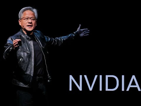Nvidia CEO Jensen Huang speaks at an event ahead of the COMPUTEX forum.