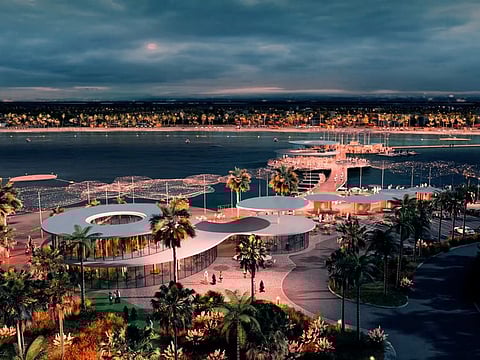 Artwork of Dubai’s first 24/7 beach dedicated to night swimming in Deira