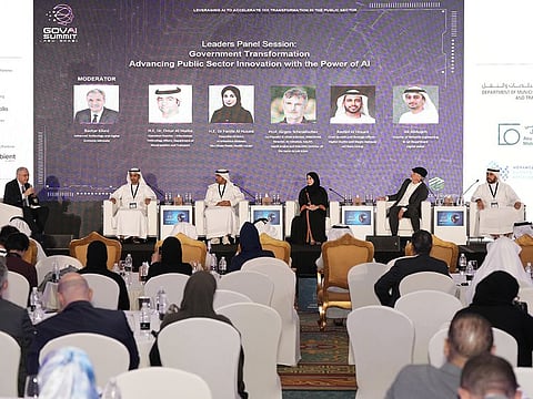 Panelists participate in a discussion at the first edition of the GovAI Summit Abu Dhabi 2024, held last Tuesday at the Ritz Carlton Abu Dhabi, Grand Canal