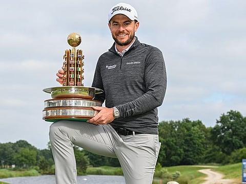 Laurie Canter poses with the European Open trophy