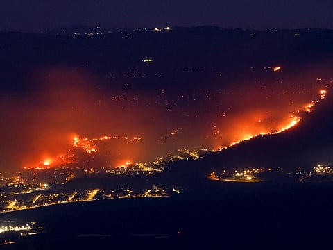 The scene after rockets were launched from Lebanon into northern Israel, next to the city of Kiryat Shmona near the Lebanon border, on June 3, 2024.