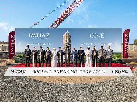 The project merges residential, commercial, and leisure facilities within a towering complex