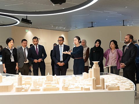 Sharjah delegation to China in Shanghai, led by Sheikh Fahim Al Qasimi (4th L), chairman of the Department of Government Relations, and attended by CEO’s and chairmen of 18 participating entities from the emirate