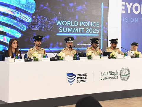 Members of the Supreme Committee of the World Police Summit during a media briefing in Dubai recently