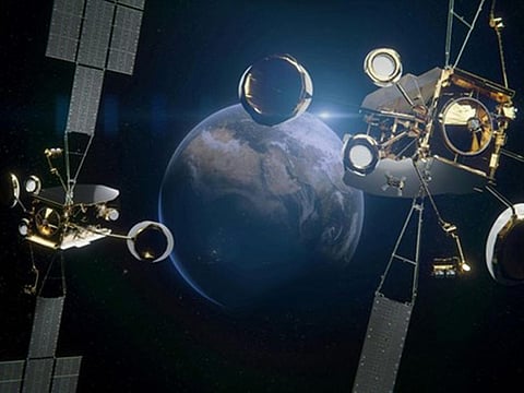 An artist’s view Al Yah 4 and Al Yah 5 satellites.