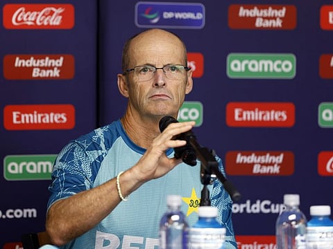 Pakistan head coach Gary Kirsten addresses a press conference ahead of the Group A match against India in the ICC Mens T20 World Cup 2024 at Nassau County International Cricket Stadium in New York on Saturday.