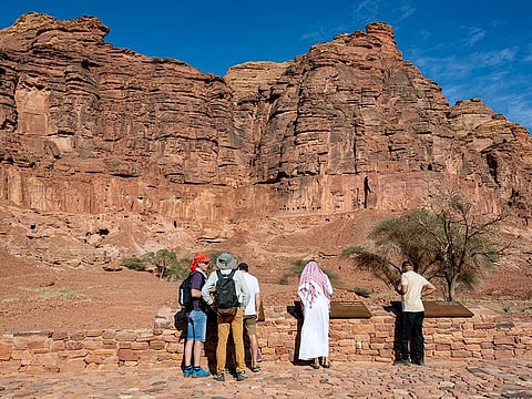 Tourists at the Nabataean necropolis Dadan. The rise in spending comes amid a thriving tourism industry in the kingdom, which has offered a host of facilities to attract more holidaymakers.