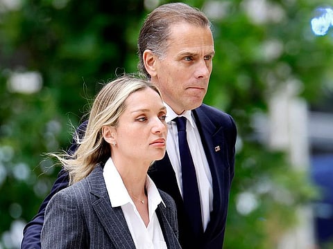 Hunter Biden, son of US President Joe Biden, joined by his wife Melissa Cohen Biden, returns to court at the J. Caleb Boggs Federal Building on June 11, 2024 in Wilmington, Delaware.