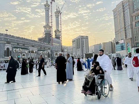 Pilgrims at the Grand Mosque, ahead of the annual haj pilgrimage, in Mecca. Spokesman for the Ministry of Health Dr. Mohammed Al Abdulali said the summer heat constitutes a peril for the pilgrims whom he advised to follow health guidelines to keep hydrated.