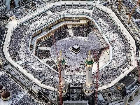 Worshippers pray around the Kaaba, Islam's holiest shrine, at the Grand Mosque in Mecca on June 11, 2024 ahead of the annual Hajj pilgrimage.