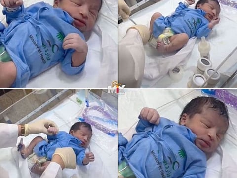 The newborn weighed in at 3.04kg and is reported to be in good health.