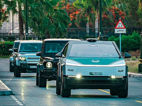 The Tesla Cybertruck which has been added to Dubai Police's luxury tourist patrol fleet.